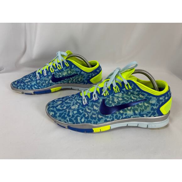 Nike Free 5.0 Women's 11 Blue Cheetah Print Running Lightweight 638680-400 - Picture 5 of 9